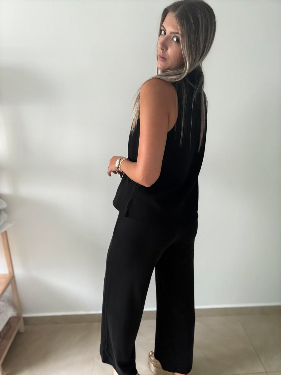 BLACK MODAL TOP & PANT SET