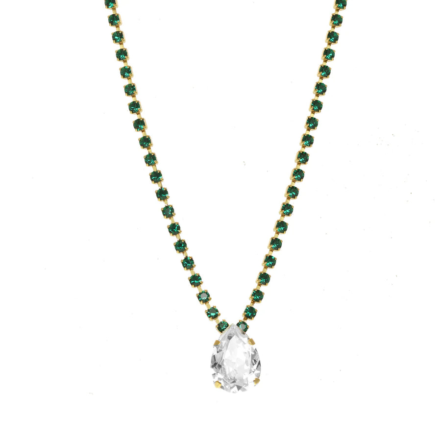 CLEAR/EMERALD GREEN MILLI NECKLACE