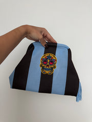 BLUE/BROWN STRIPED BAG