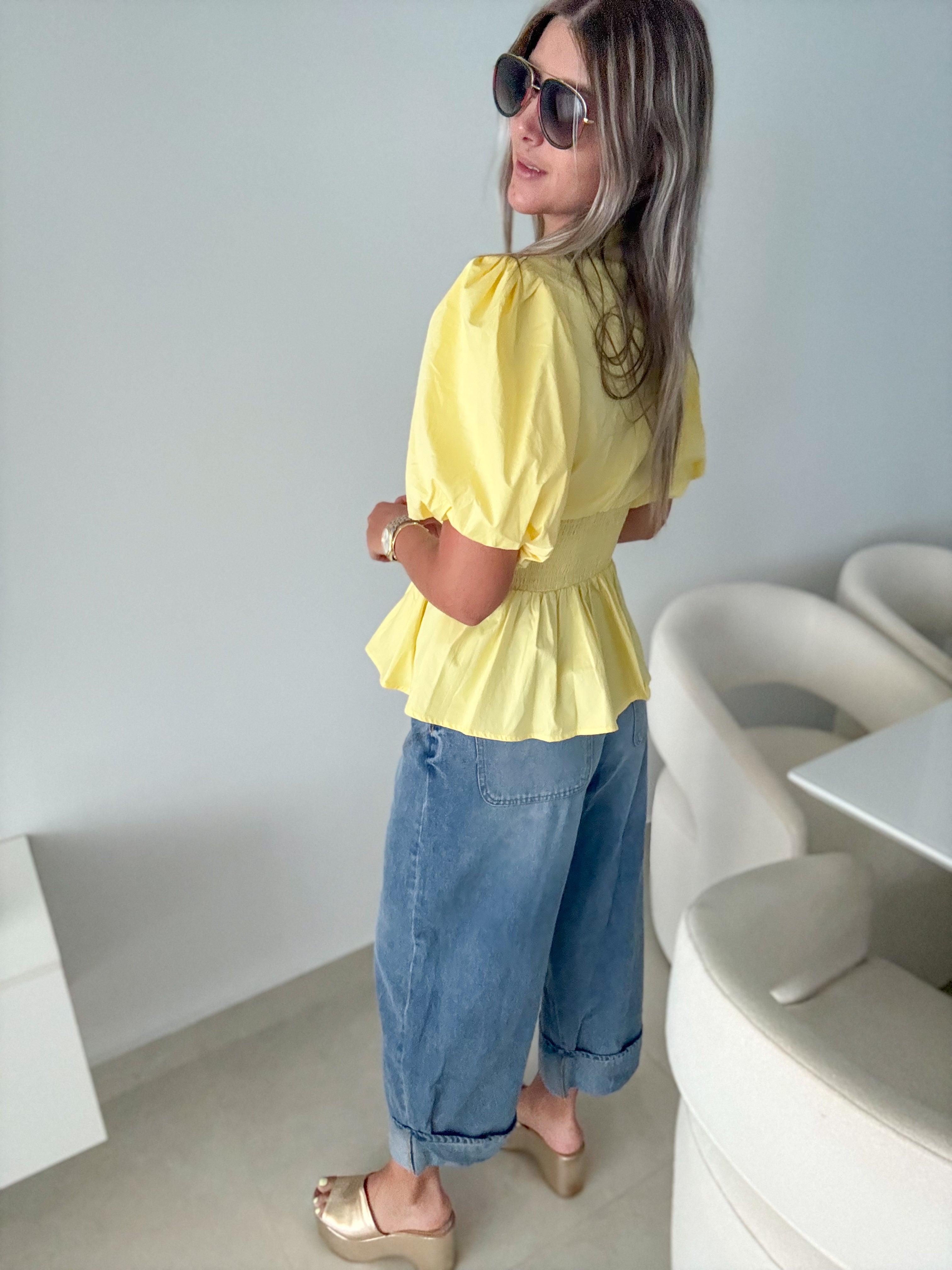 YELLOW ZIPPER BLOUSE