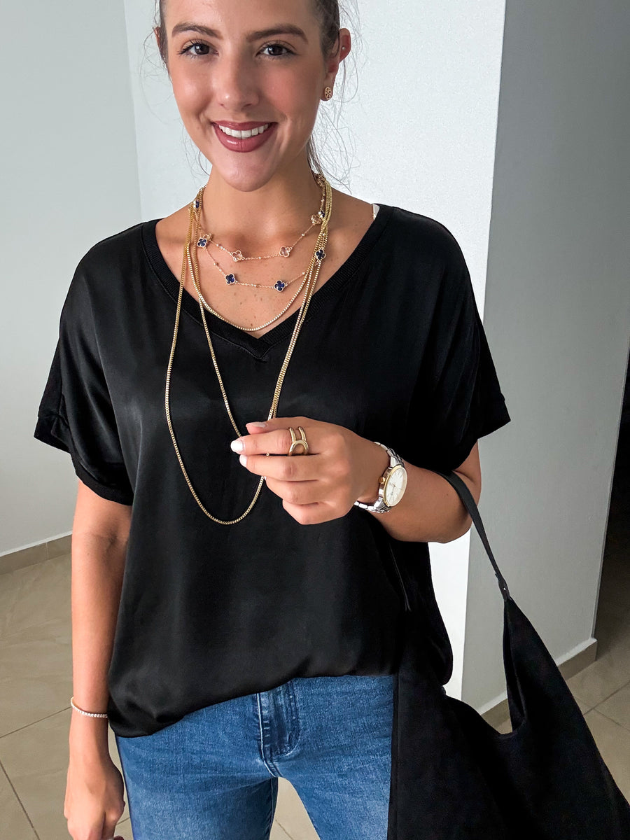 BLACK SILKY BLOUSE