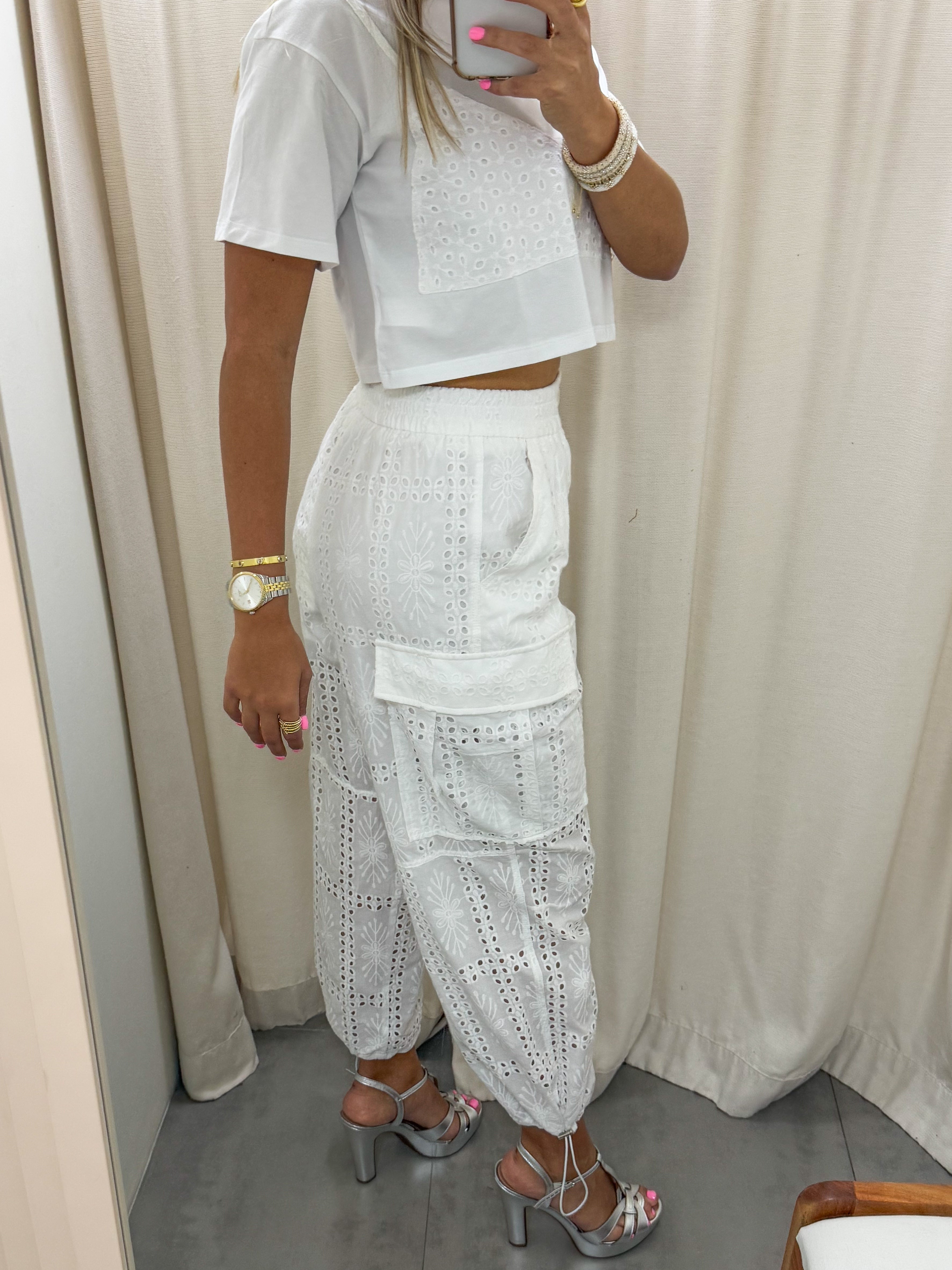 EYELET CARGO JOGGERS