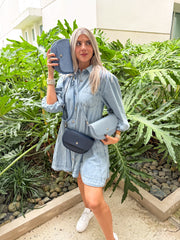 OVERSIZED LONG SLEEVE DENIM SHORT DRESS