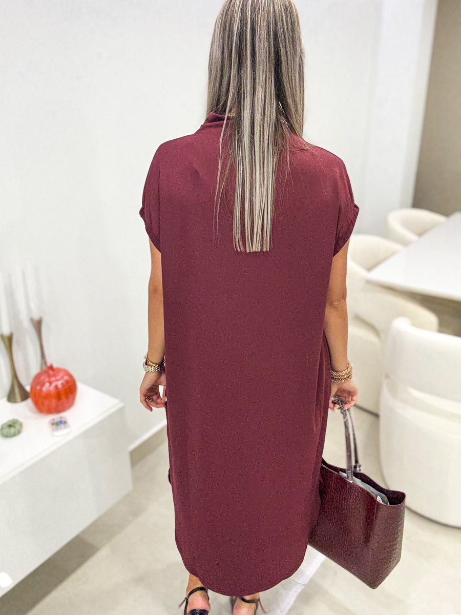 WINE OVERSIZED STRETCHY DRESS