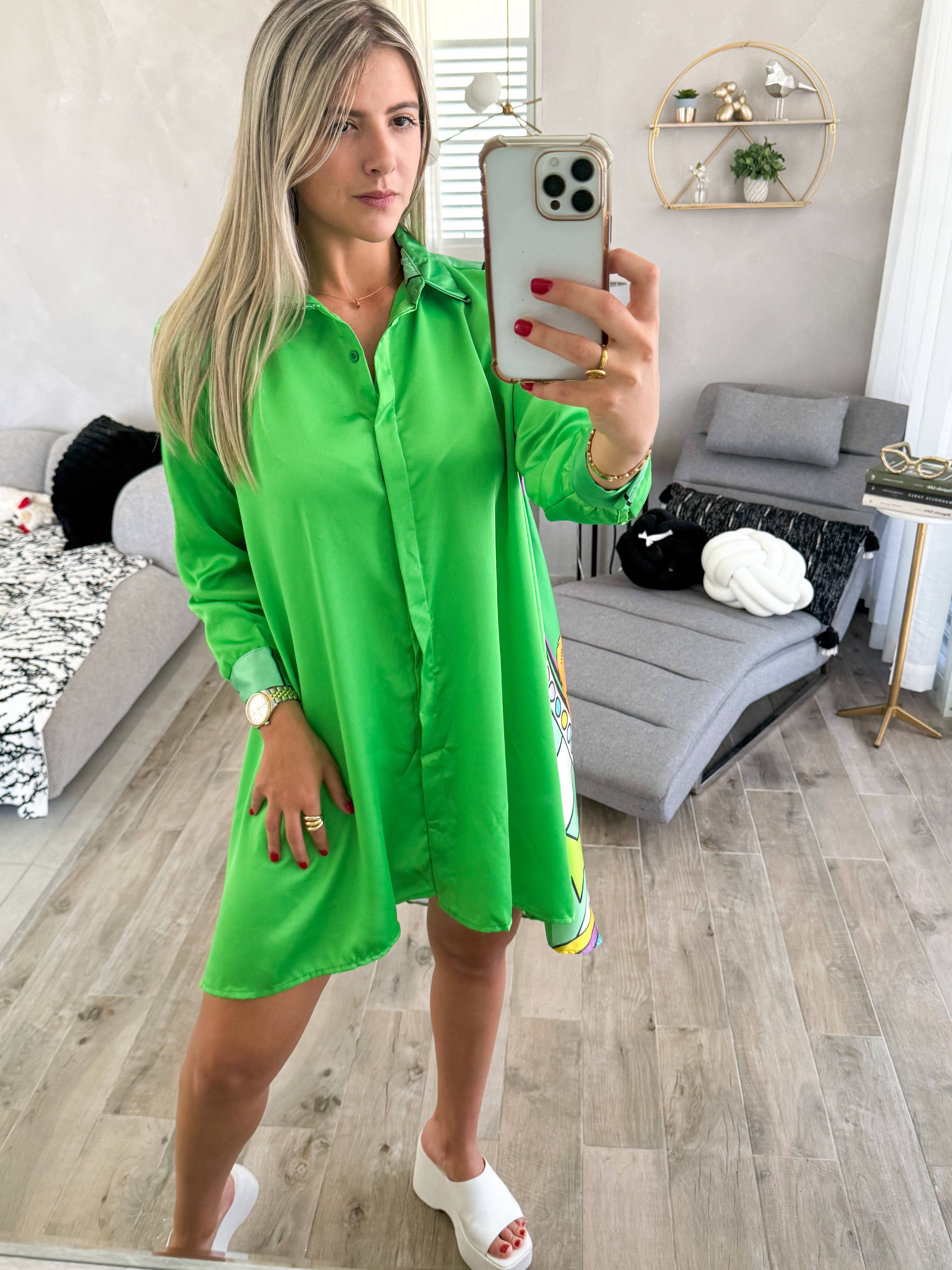 LION SATIN HIGH LOW BLOUSON/DRESS