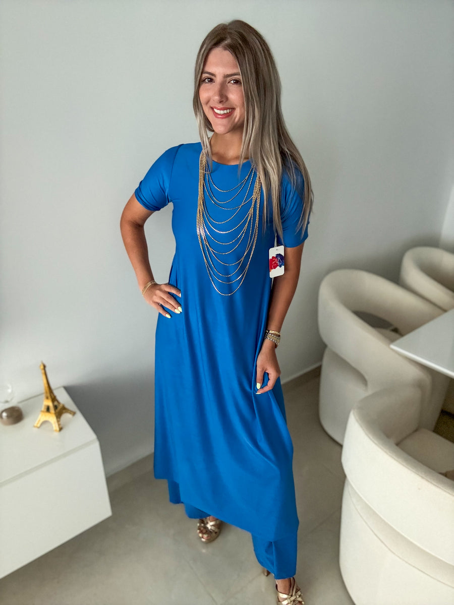 PIA BLUE SHORT SLEEVES TOP & PANT SET