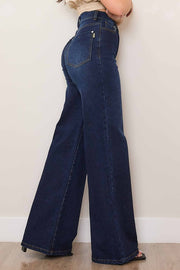 DARK DENIM HIGH-WAISTED WIDE LEG JEANS