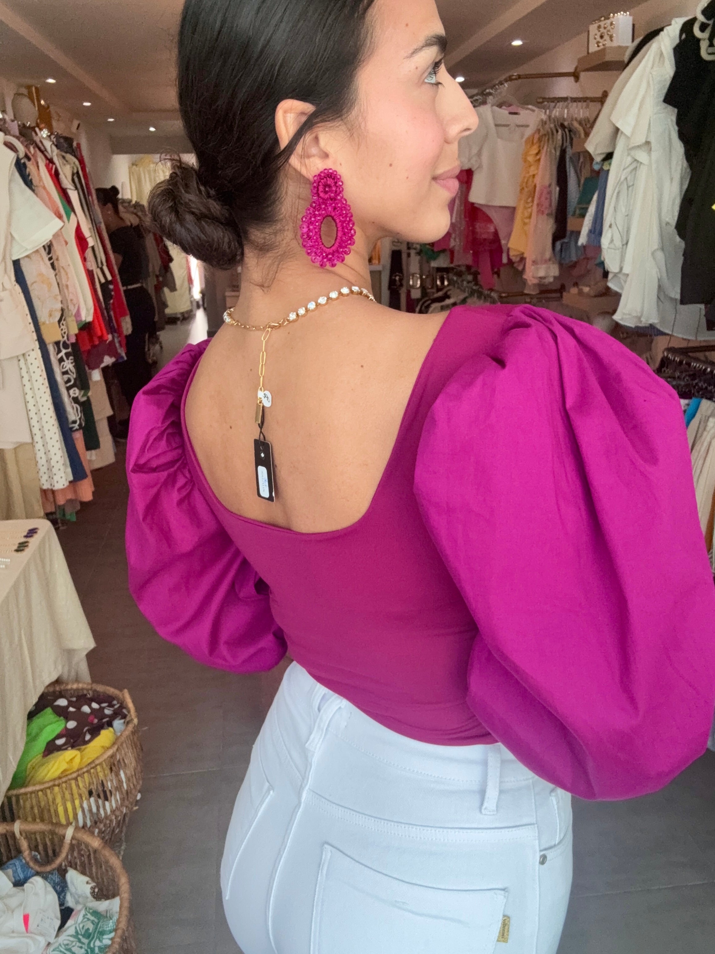 MAGENTA BUBBLE BLOUSE