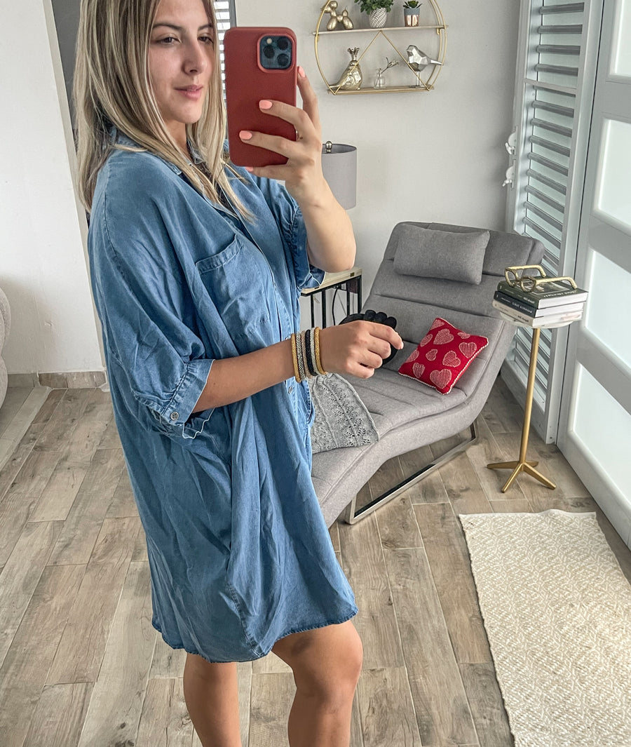 TENCEL DENIM TUNIC DRESS