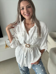 WHITE CARDIGAN BLOUSE