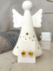 SQUARE PEARL DETAIL EAR STUD EARRINGS