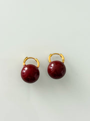 BURGUNDY HUGGIE EARRINGS