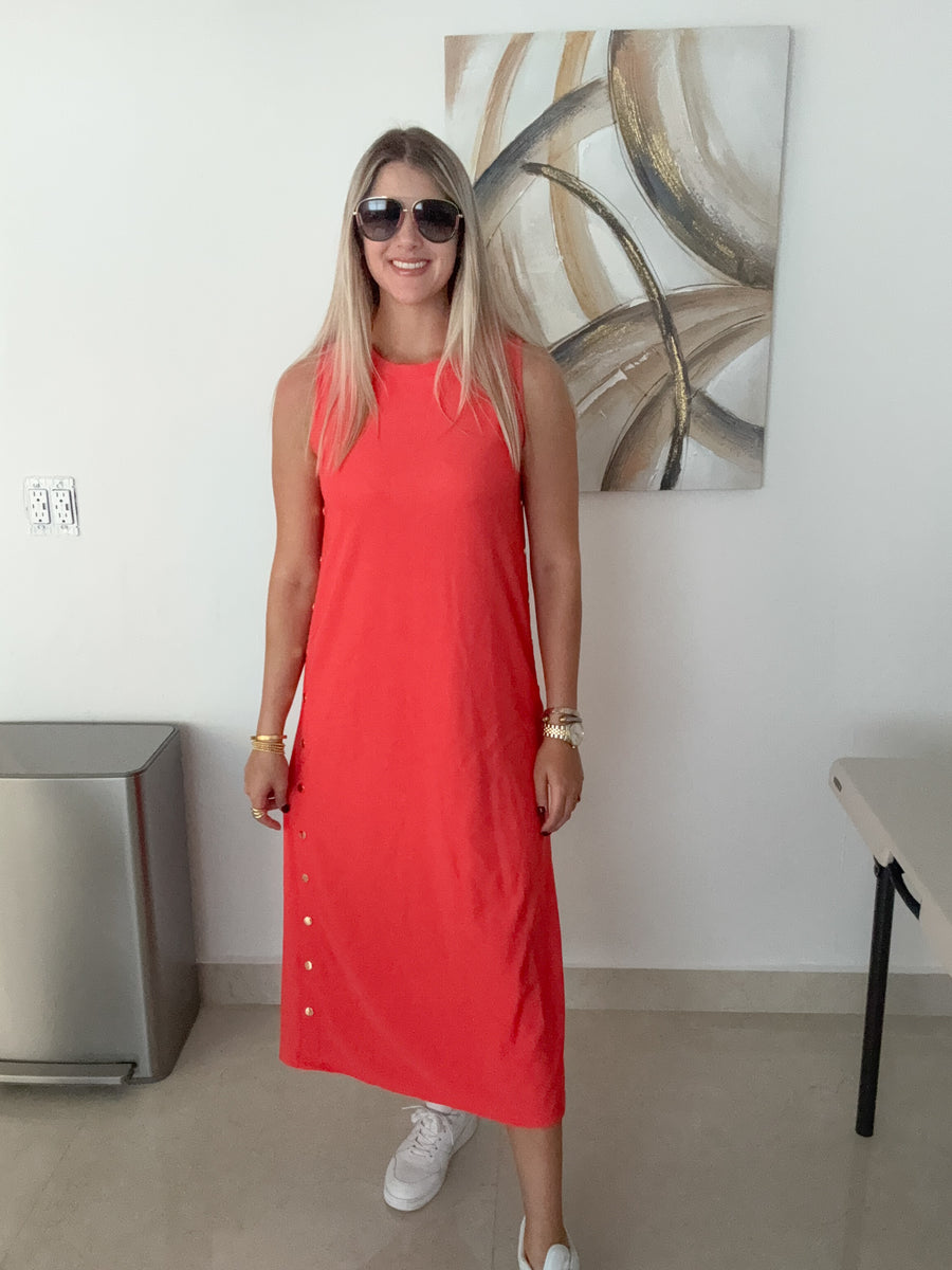 CORAL STUDDED DRESS