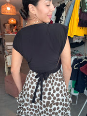 PIA REVERSIBLE SQUARE BLOUSE IN BLACK/BROWN