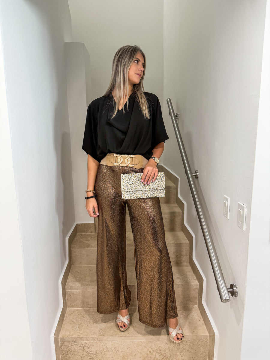 COPPER METALLIC PANTS