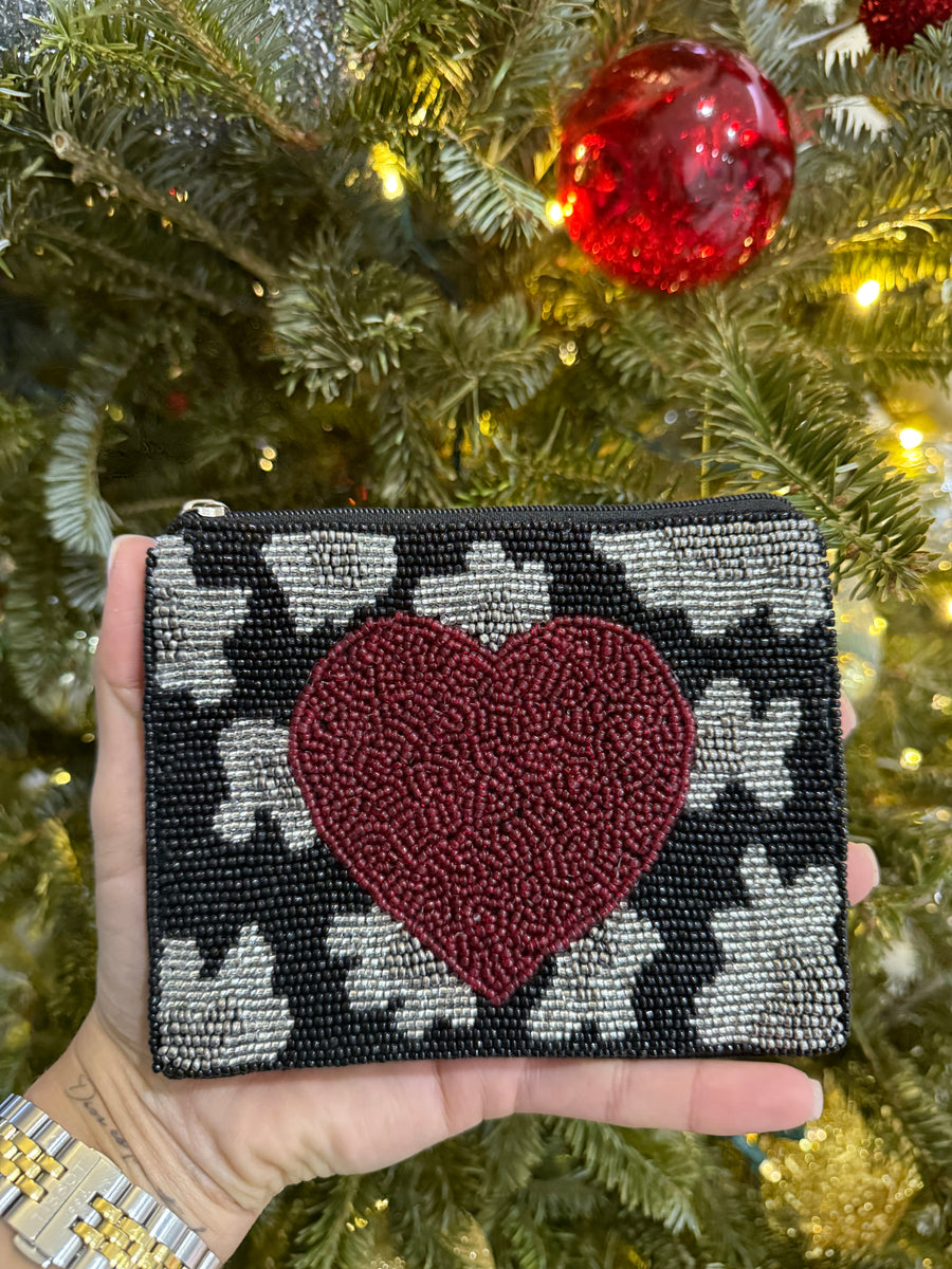 LEOPARD RED HEART COIN BAG