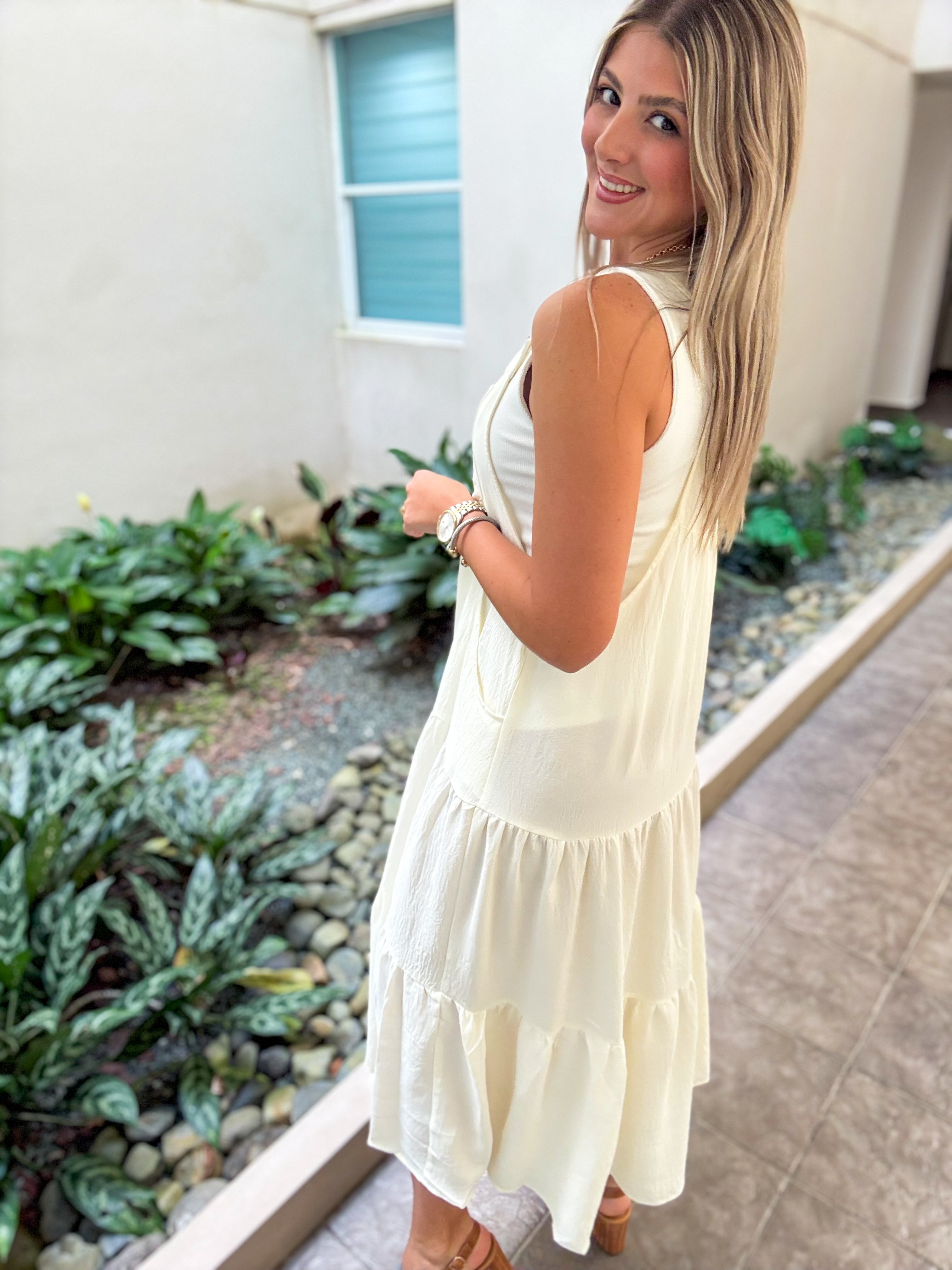 IVORY OVERALL DRESS