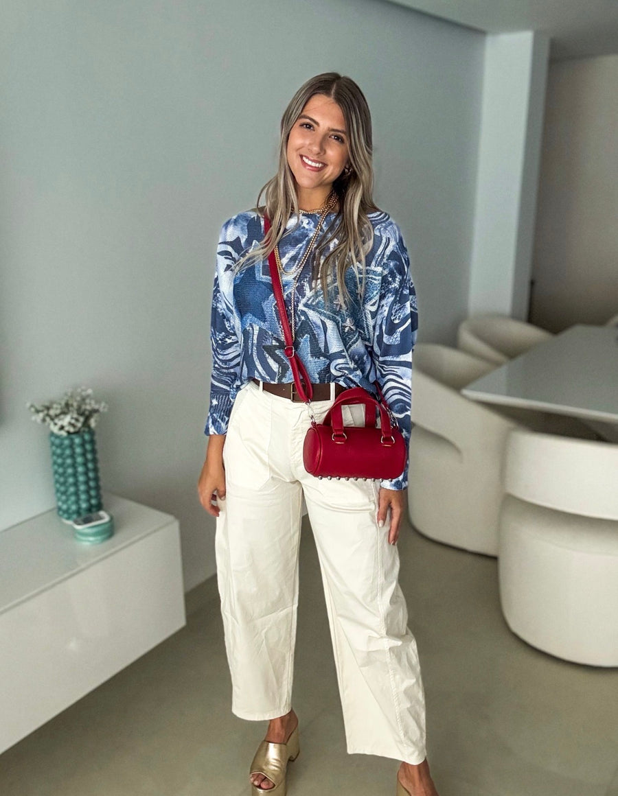 NAVY BLUE STARS KNITTED TOP