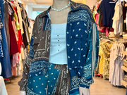 BLUE/BROWN BANDANA PRINT JACKET