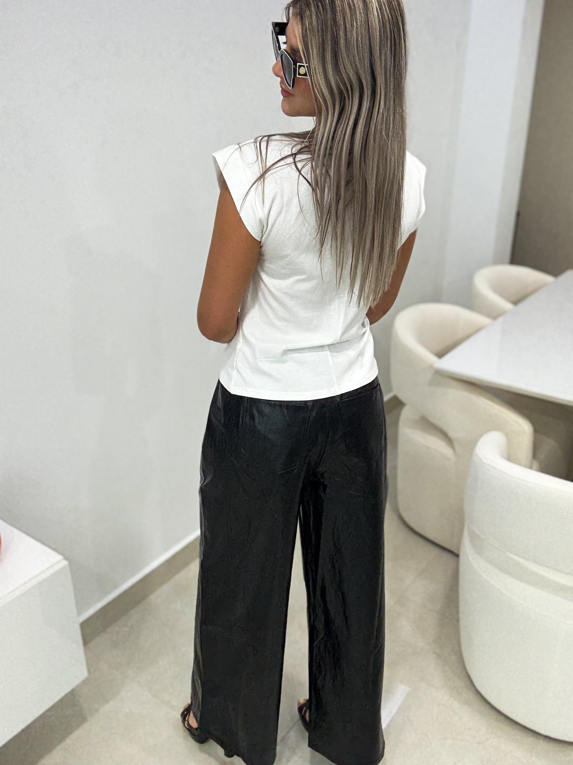 BLACK FAUX LEATHER PANTS