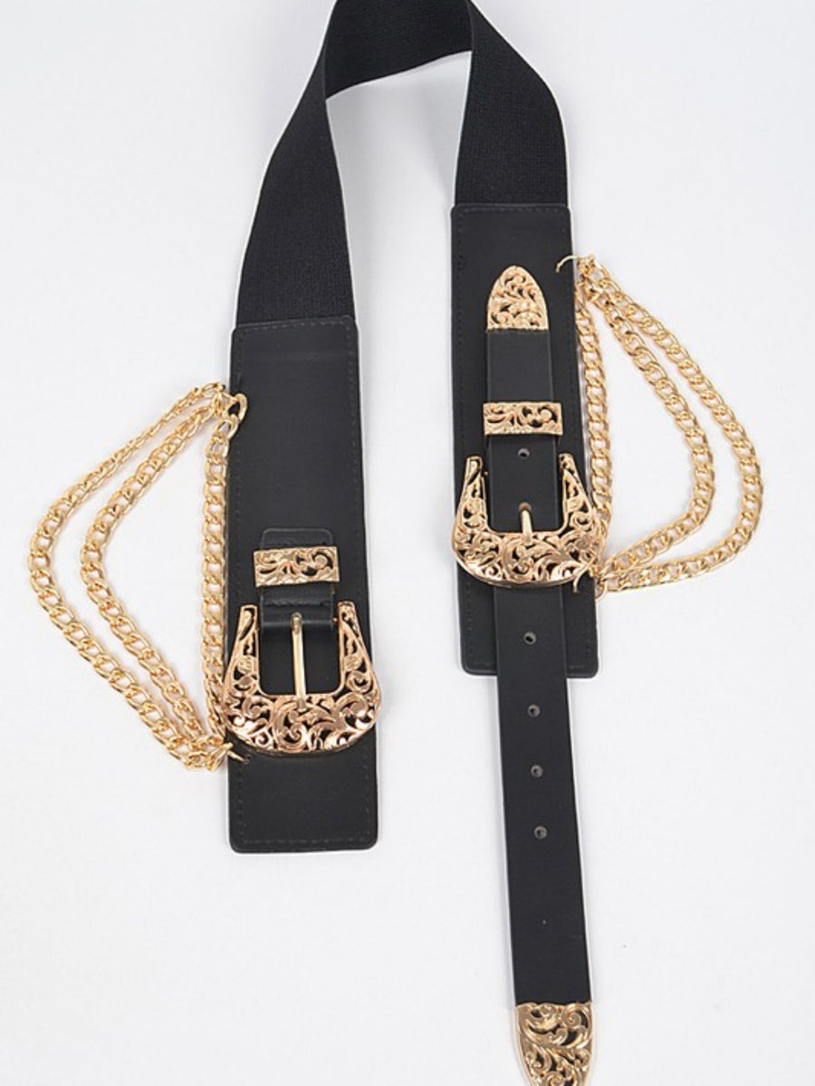 MULTI METAL CHAIN LAYERED STRETCH BELT