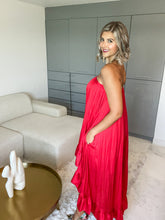 Load image into Gallery viewer, RED STRAPLESS HIGH LOW DRESS
