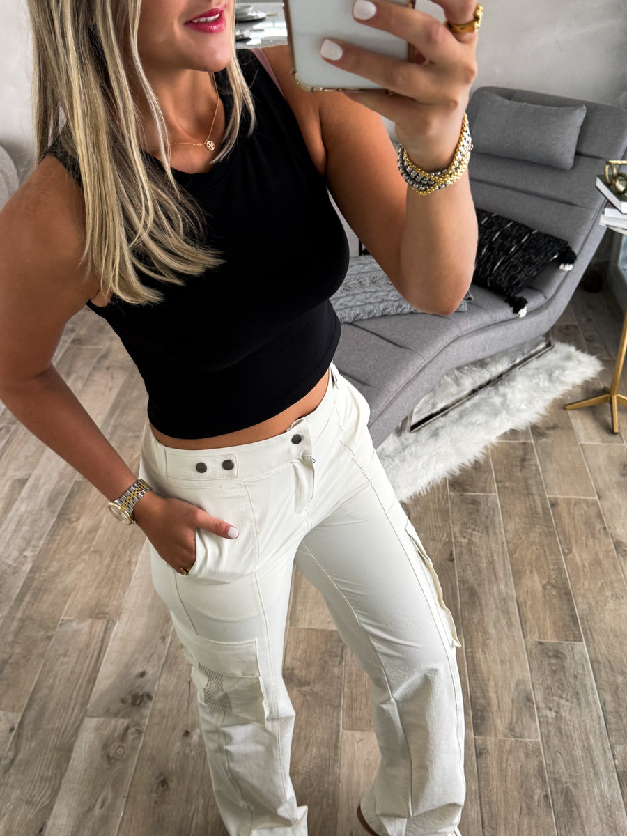 BONE WHITE CARGO PANTS