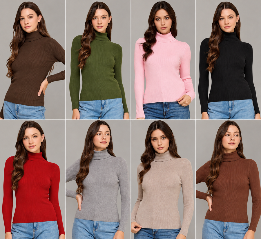 TURTLE NECK LONG SLEEVE KNIT SWEATER