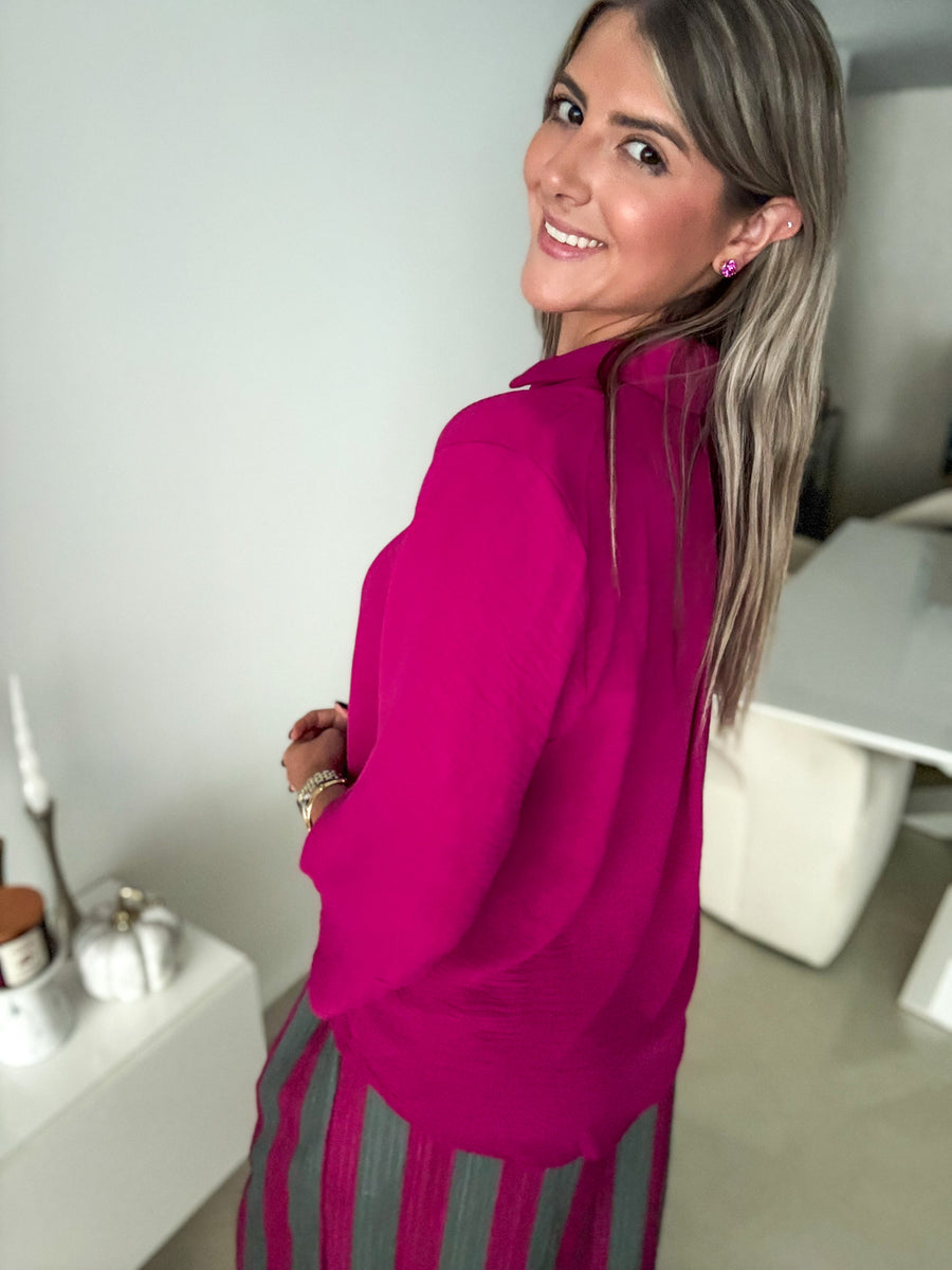 MAGENTA 3/4 SLEEVES BLOUSE