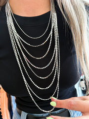 SILVER PAMPAS LAYERED NECKLACE