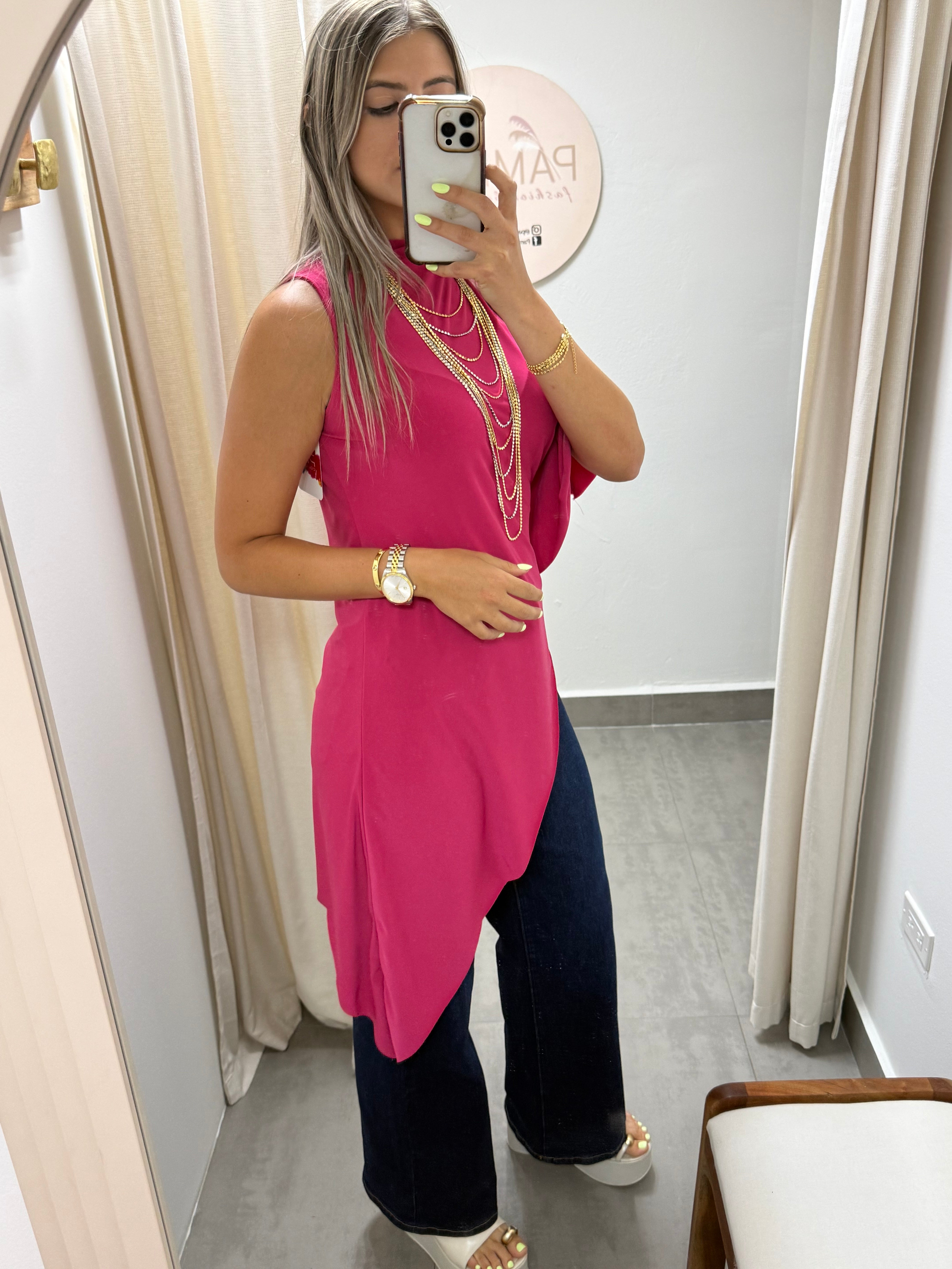 PIA LIGHT MAGENTA ASYMMETRIC BLOUSE