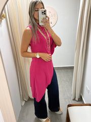 PIA LIGHT MAGENTA ASYMMETRIC BLOUSE