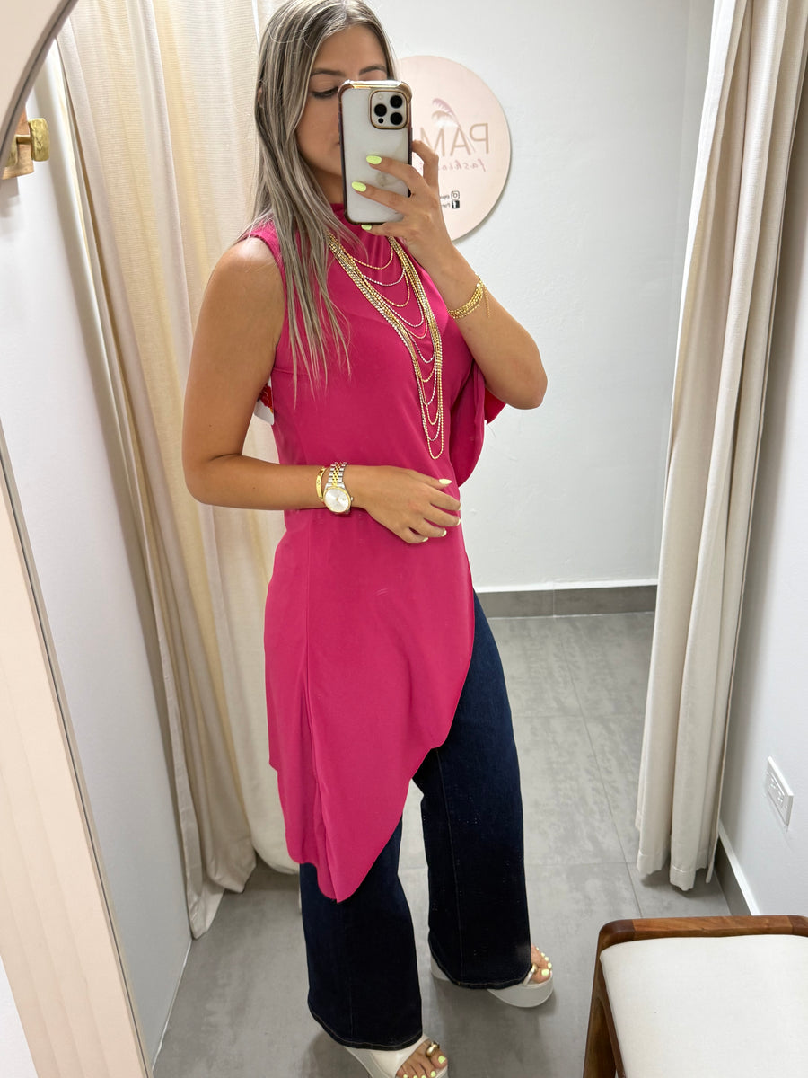 PIA LIGHT MAGENTA ASYMMETRIC BLOUSE