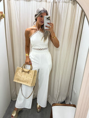 OFF WHITE LACE TRIM TOP & PANTS SET