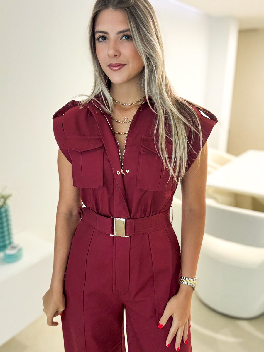 BURGUNDY WIDE LEG JUMPSUIT
