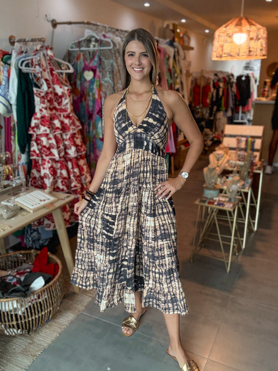 HALTER TIE DYE MAXI DRESS