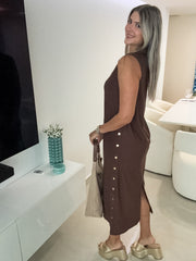 BROWN STUDDED DRESS