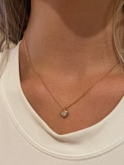 ROSE GOLD HEART RHINESTONE PENDANT NECKLACE