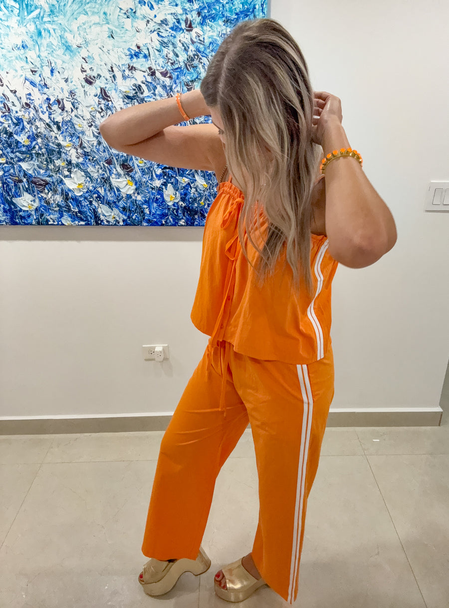 ORANGE TOP AND PANT SET