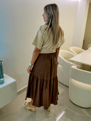 OATMEAL SHORT SLEEVES CONTRAST TOP