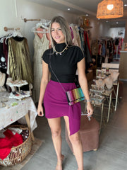 MAGENTA SHORT SIDE DRAPE SKIRT