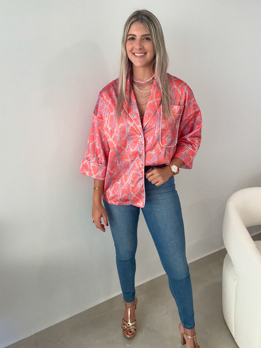 SATIN CORAL CHAINS PRINT SET