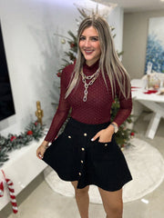 KNITTED GOLD BUTTON DEATAIL SKIRTS