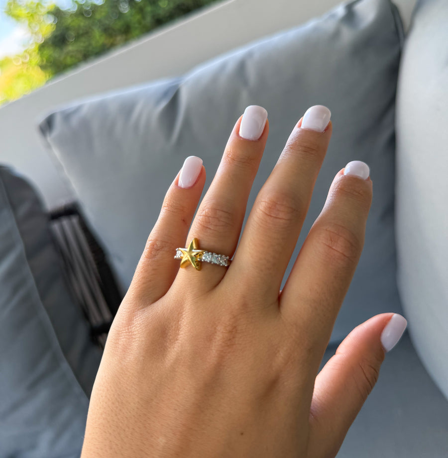 TWO TONE STAR RING