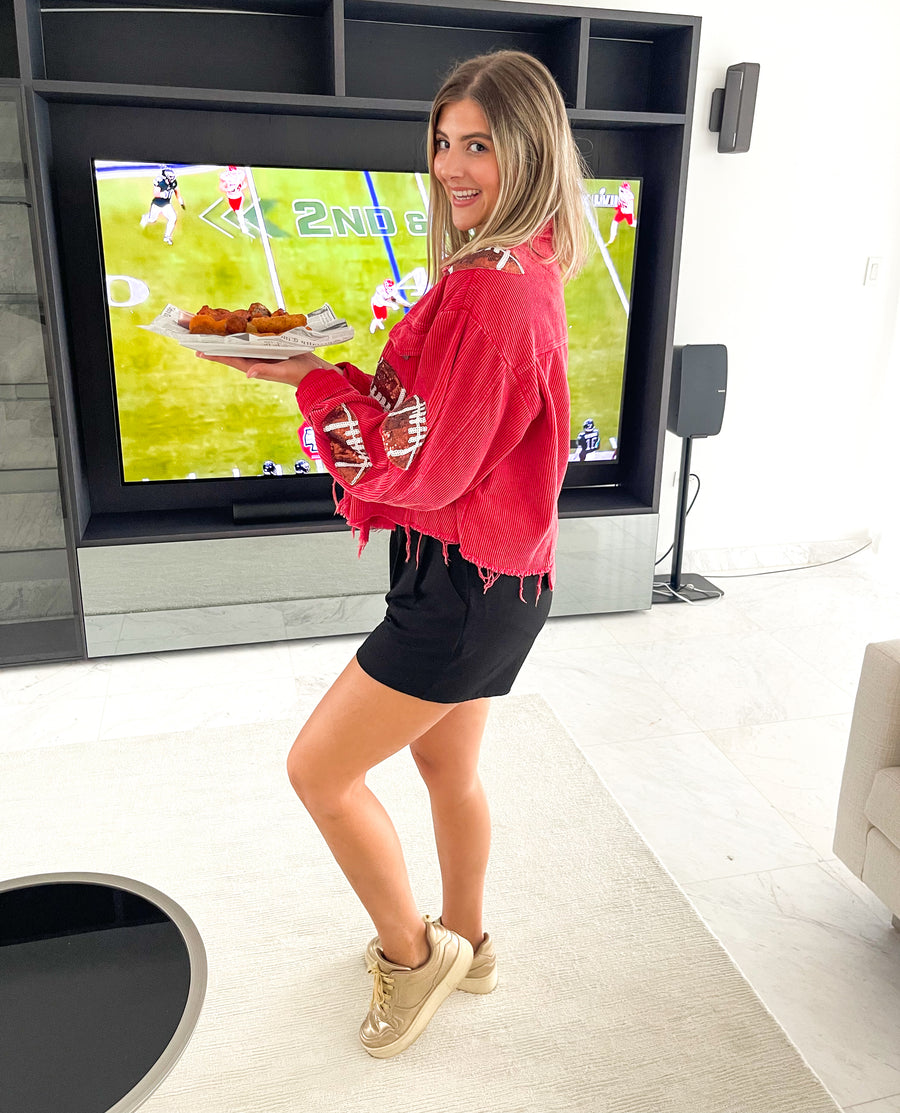 FOOTBALL SEQUIN VINTAGE WASHED CORDUROY JACKET