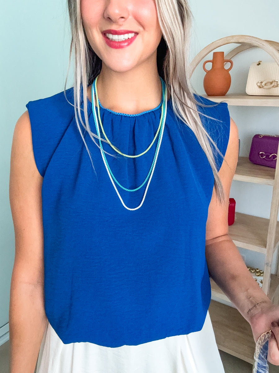 ROYAL BLUE BUBBLE BLOUSE