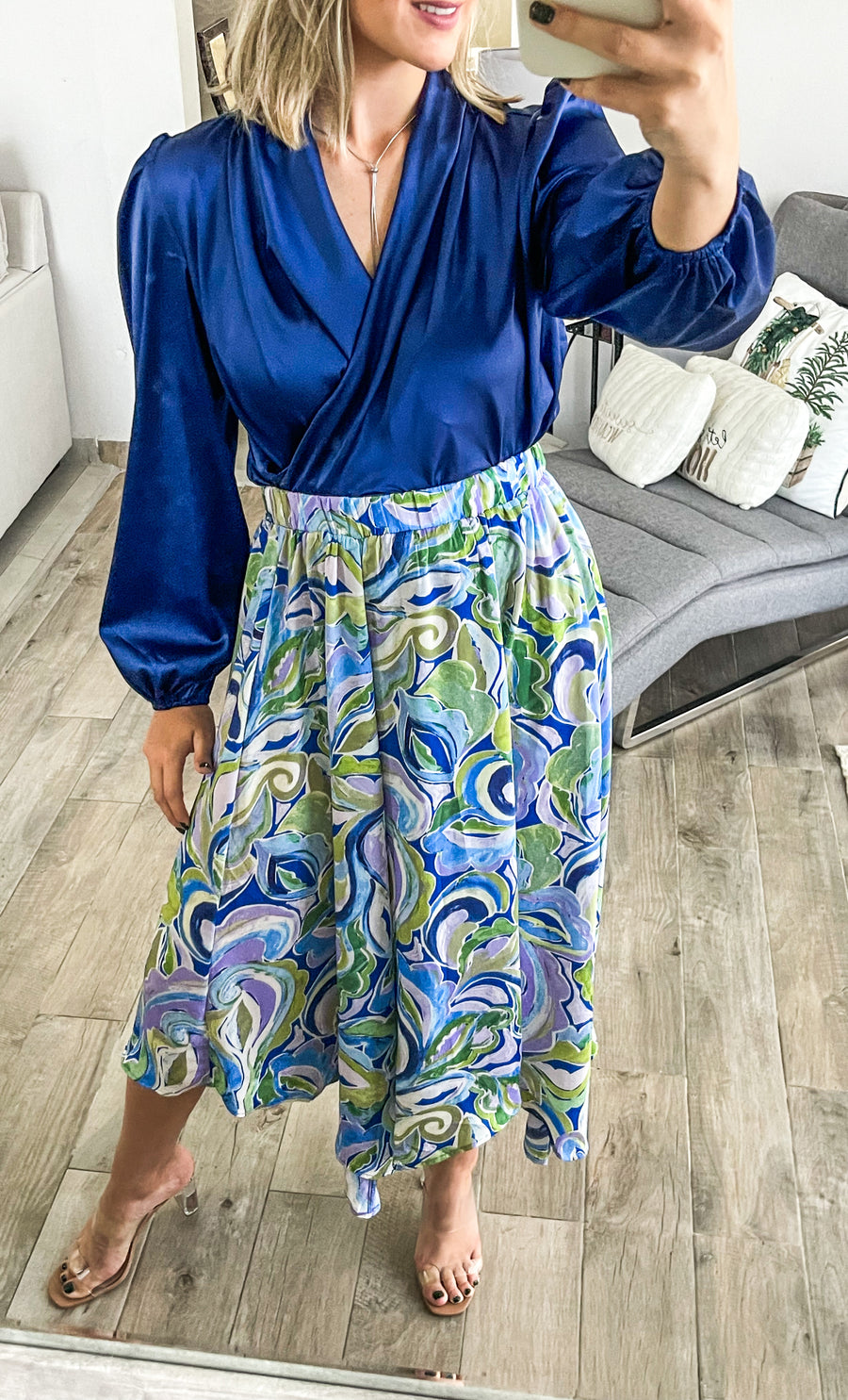 BLUE/GREEN PRINT SKIRT