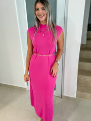 PINK MOCK NECK DRESS