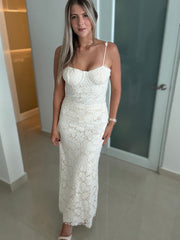 IVORY SEQUIN LACE MAXI SKIRT