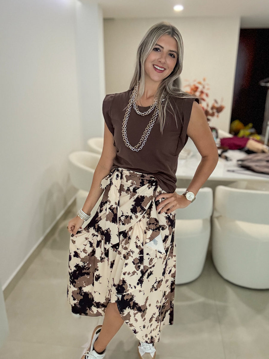 COW PRINT WRAP AROUND SKIRT